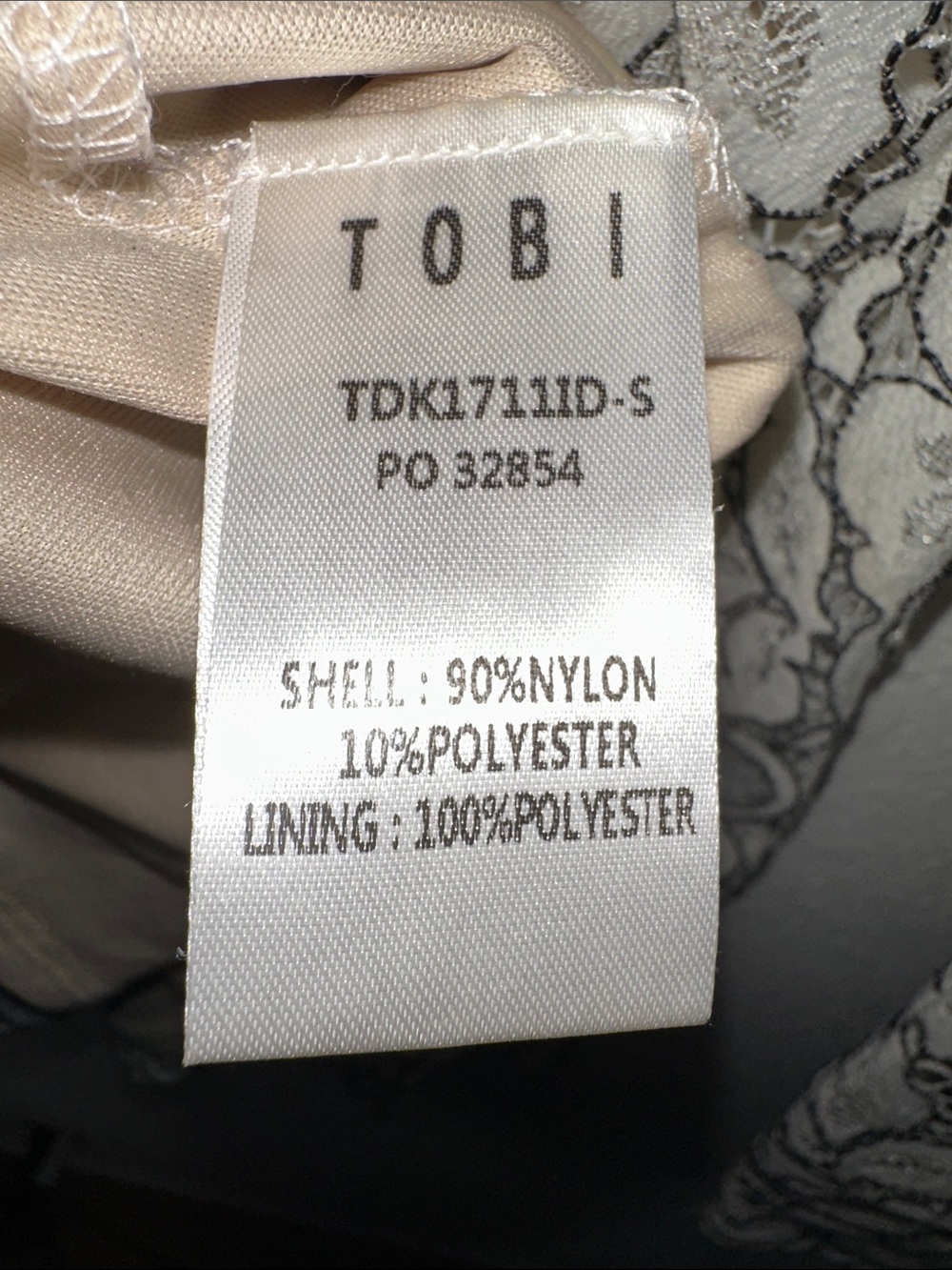 Tobi Cream Floral Lace Bell Sleeve Dress with Nude Underlay - Picture 4 of 7